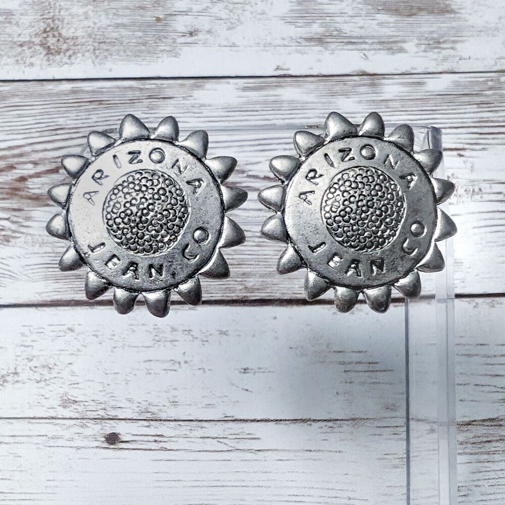 Vintage The Original Arizona Jean Company Clip On Earrings Silver Tone